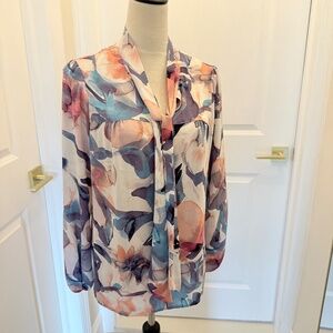 DKNY MEDIUM BLOUSE WITH BOW FLORAL